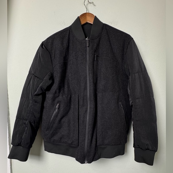 Lululemon Roam Far Wool Goose Down Bomber Puffer Jacket Black/Heathered Black 10 - Picture 10 of 16